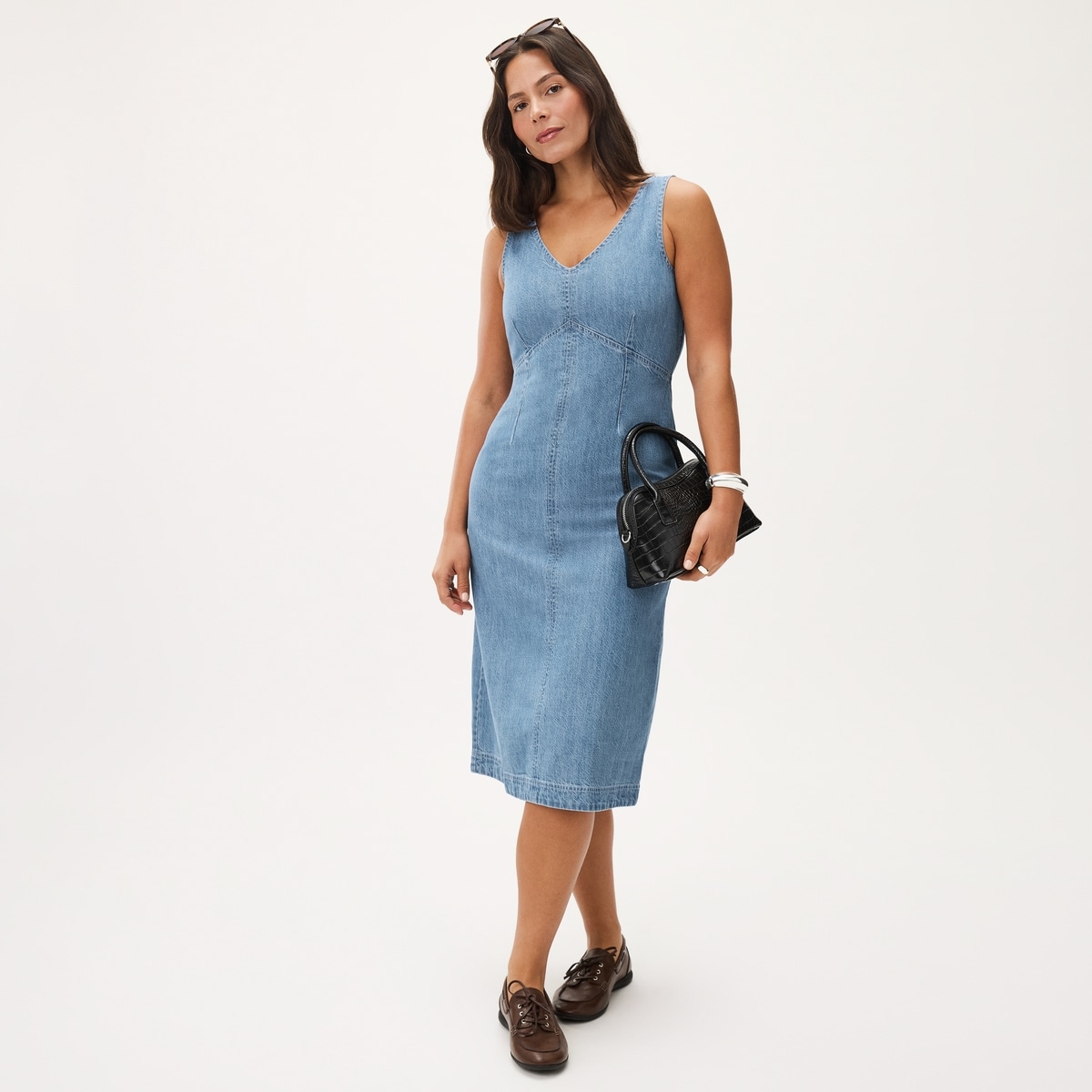 Robe cami midi en denim