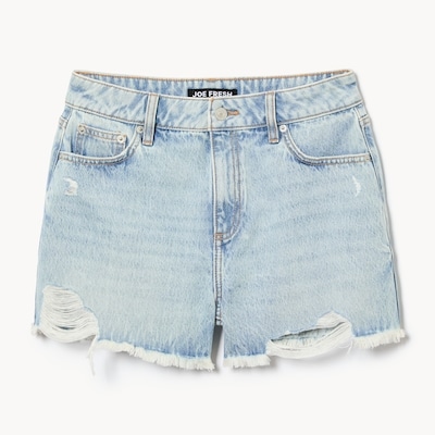Short d’aspect usé à taille haute délavé clair - Laver Pâle