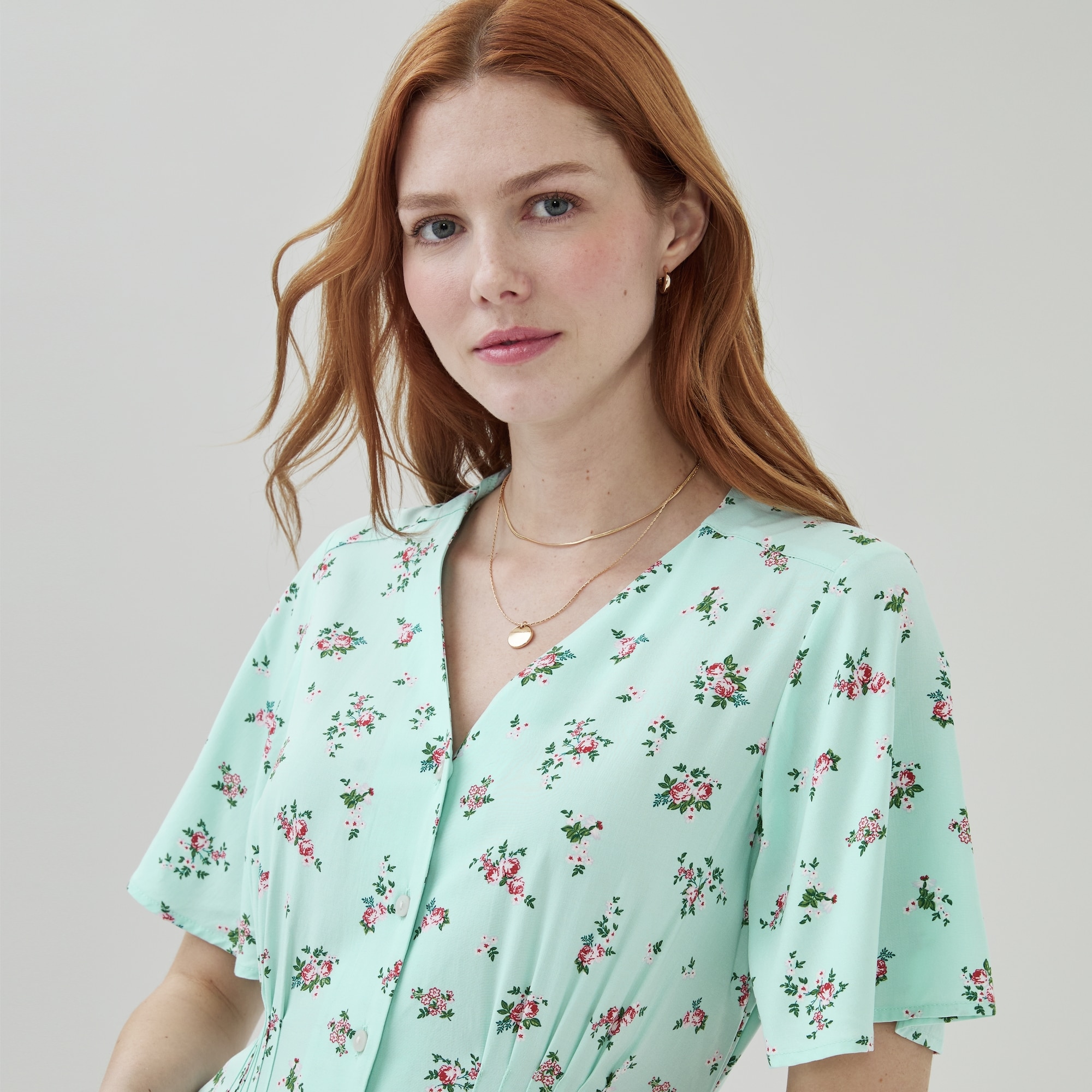 Pintuck Midi Dress
