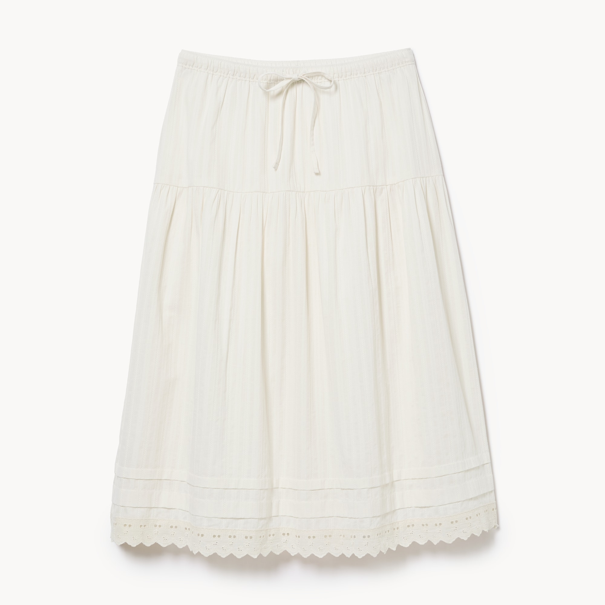 Cotton Scalloped Midi Skirt in Off White from Joe Fresh