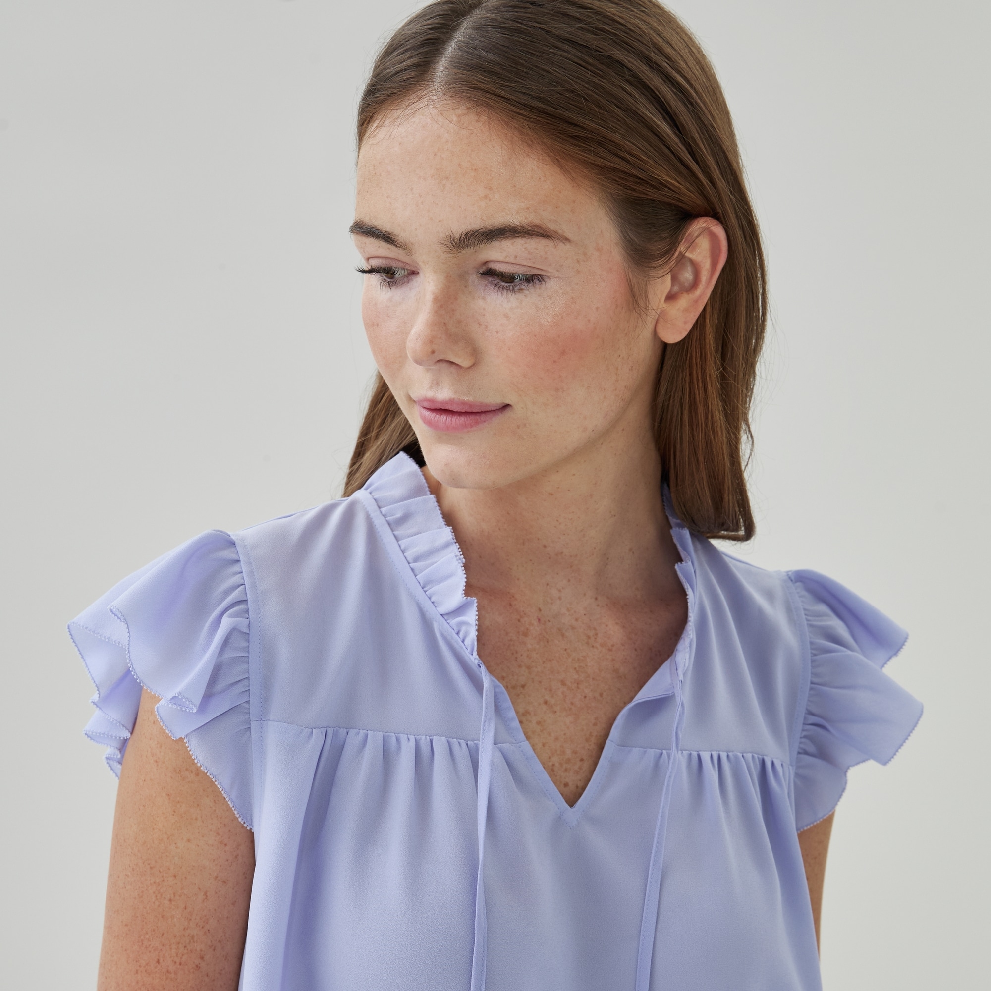 Ruffled Shell Top in Lavender from Joe Fresh
