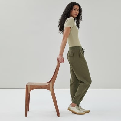 Pantalon de jogging à taille mi-haute - Olive Foncé
