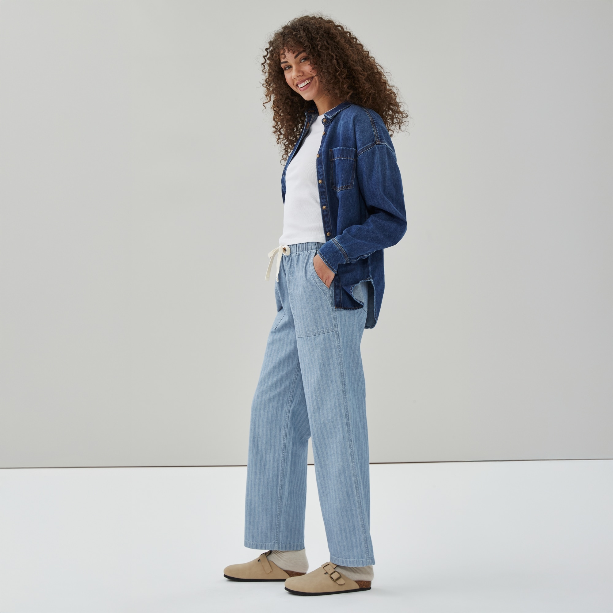 Light Wash Pull-On Utility Pant