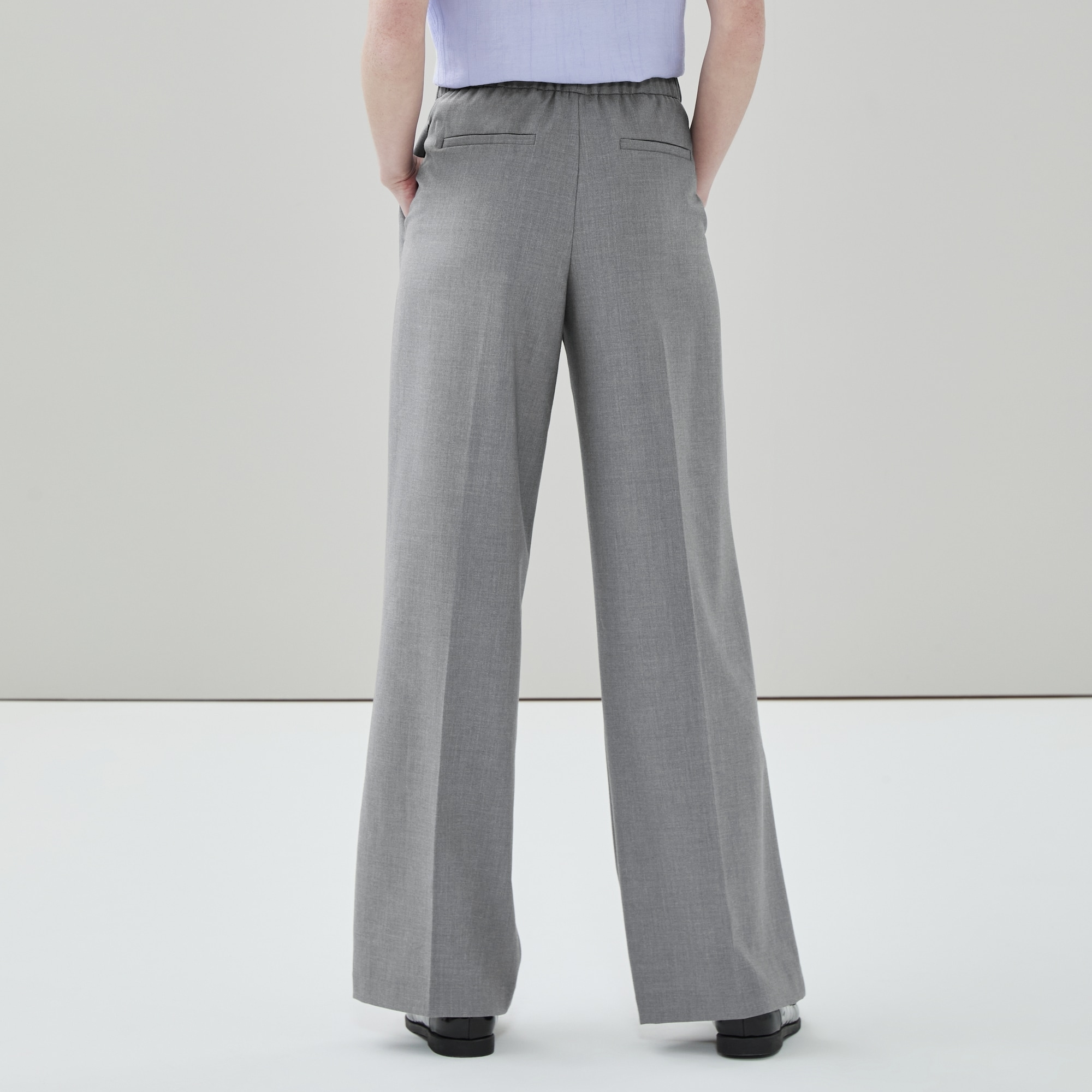 スーツ SAMUEL GUI YANG LEE TROUSER DOVE GREY Wide Leg Pull-On Suit Pant in Grey Mix from Joe Fresh