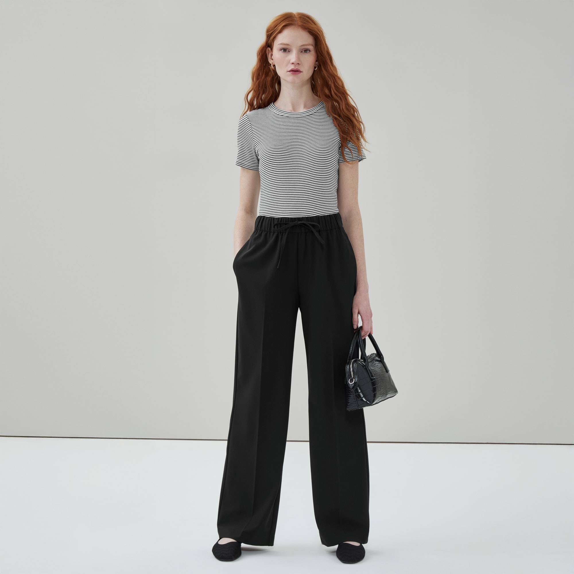 Pantalon de tailleur sans attache à jambe large