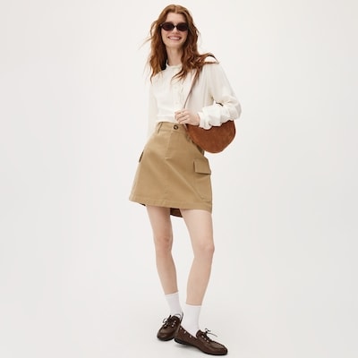 Chino Cargo Mini Skirt - Camel