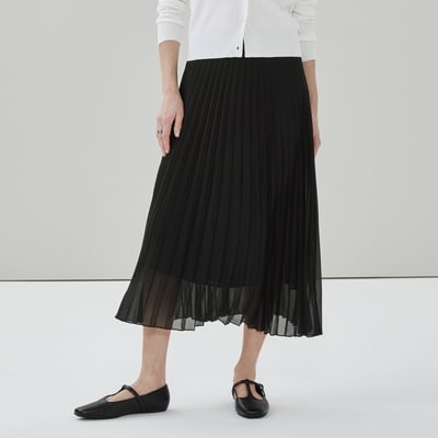 Pleated Midi Skirt - JF Black