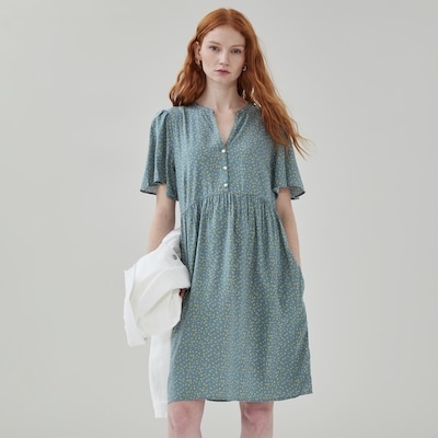 Flutter Sleeve Dress - Blue