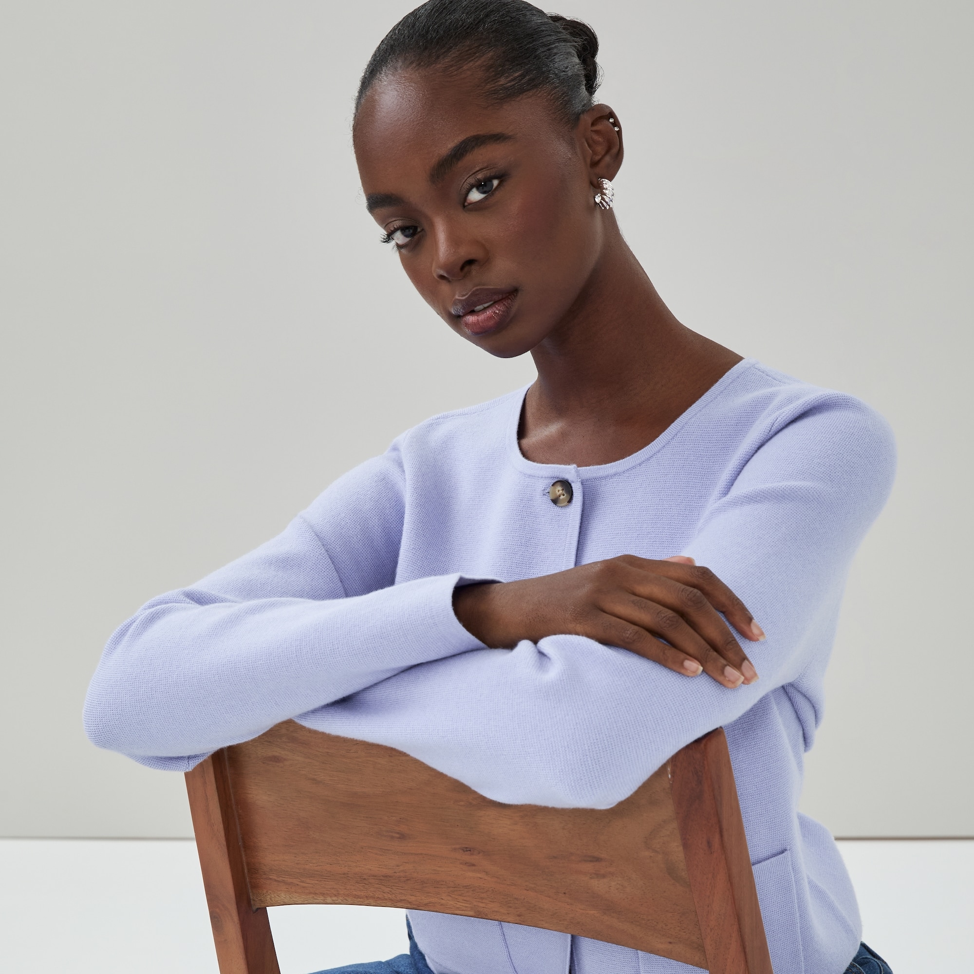 Pocket Cardigan in Lavender from Joe Fresh