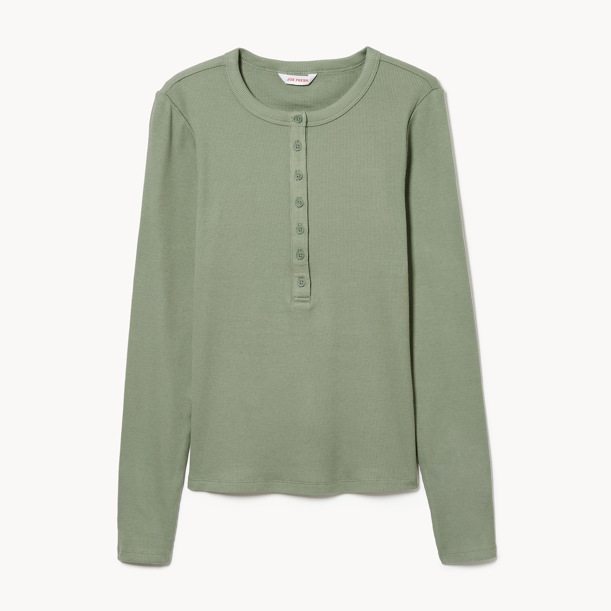 Henley Long Sleeve Top in Army Green from Joe Fresh