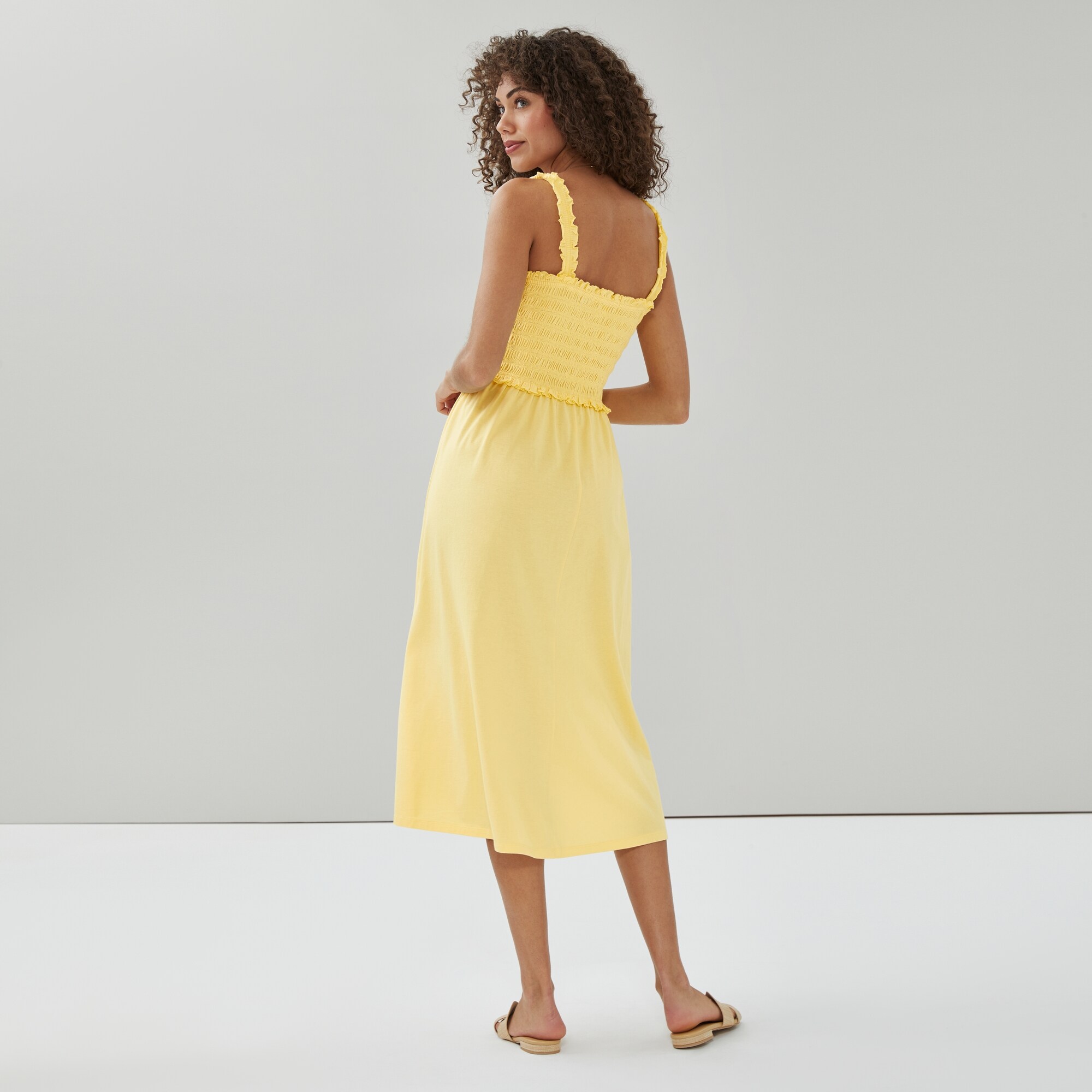 Robe midi froncée