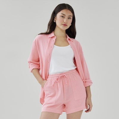 Short sans attache en gaze froissée - Rose Pâle