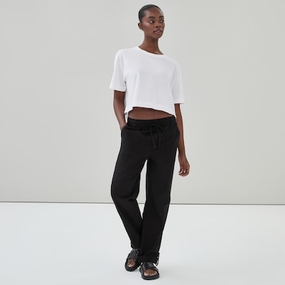 Linen Cotton Roll Cuff Pant - JF Black