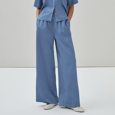 Satin Pull-On Pant - Dusty Blue