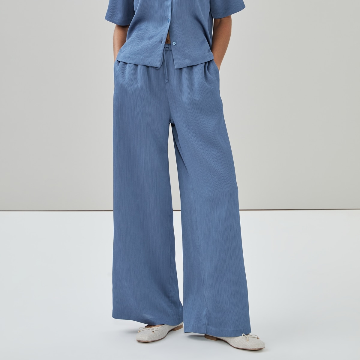 Satin Pull-On Pant - Dusty Blue
