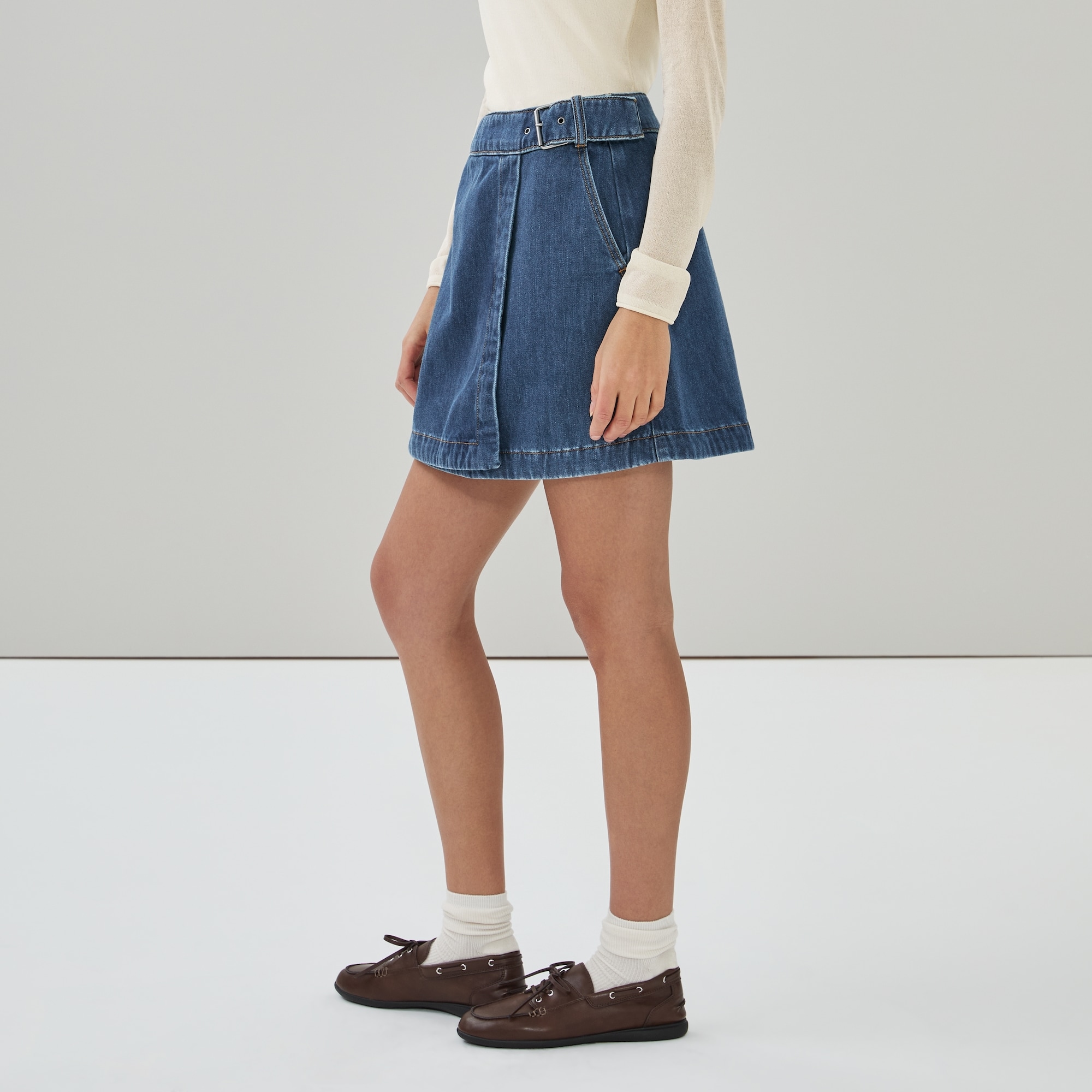 Denim Wrap Mini Skirt in Dark Wash from Joe Fresh