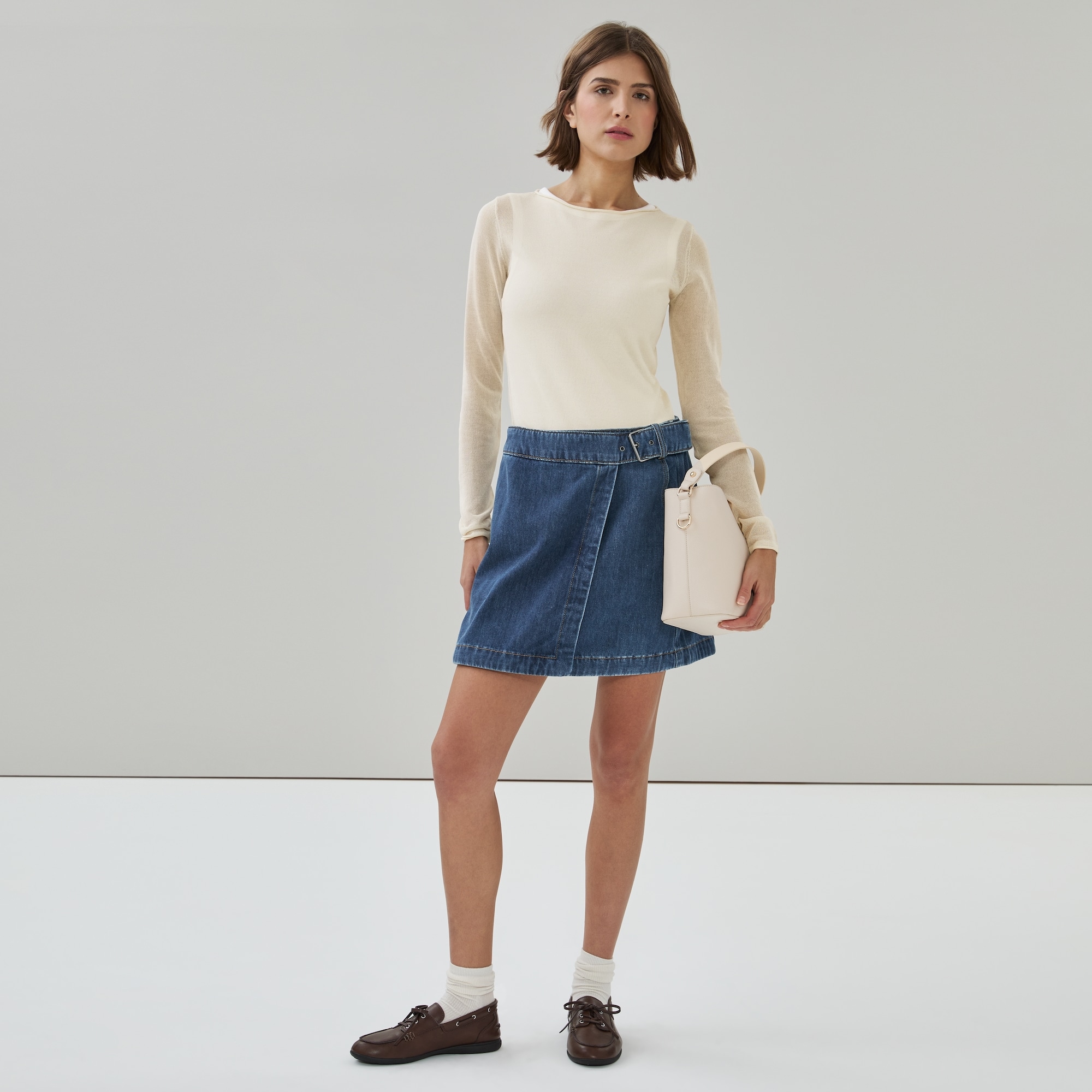 Denim Wrap Mini Skirt in Dark Wash from Joe Fresh