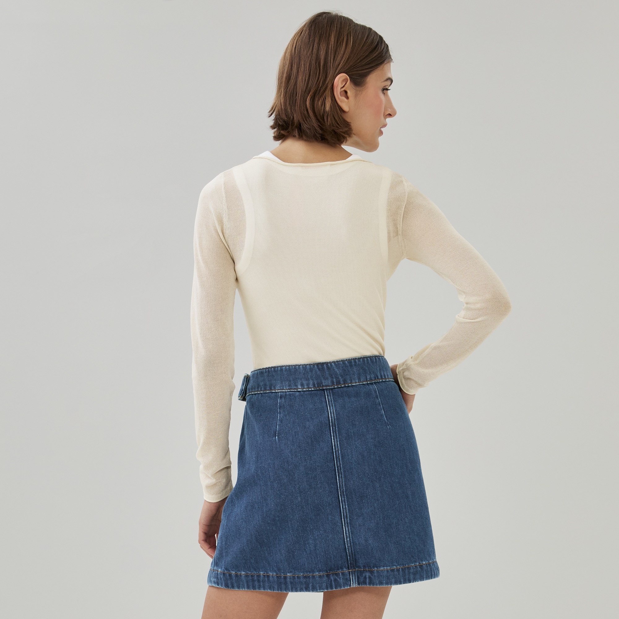 Denim Wrap Mini Skirt in Dark Wash from Joe Fresh