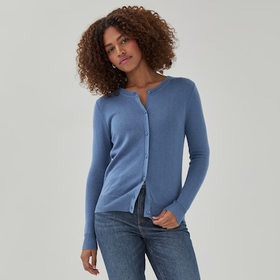 Crewneck Cardigan - Dusty Blue