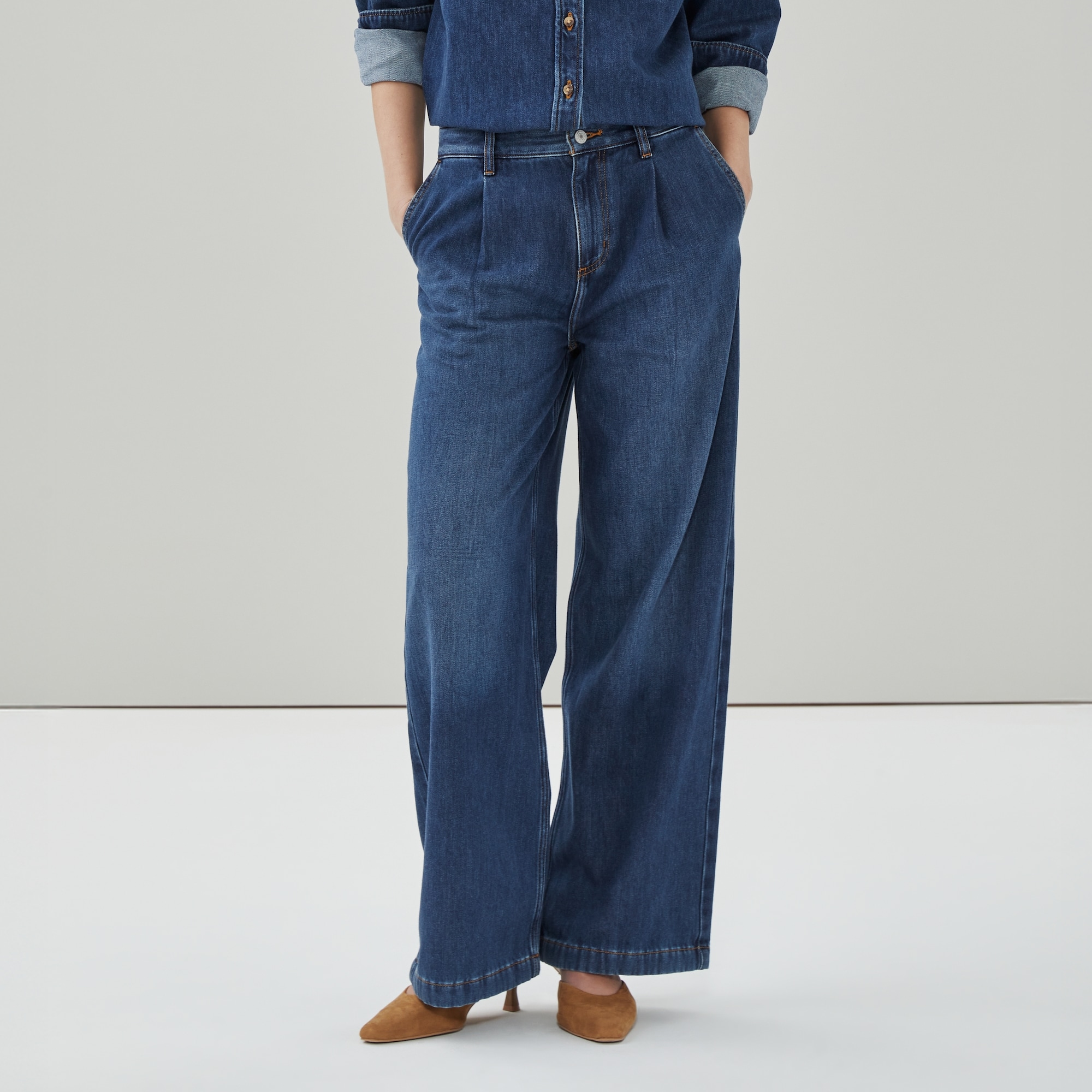 Dark Wash Wide Leg Jean in Dark Wash from Joe Fresh