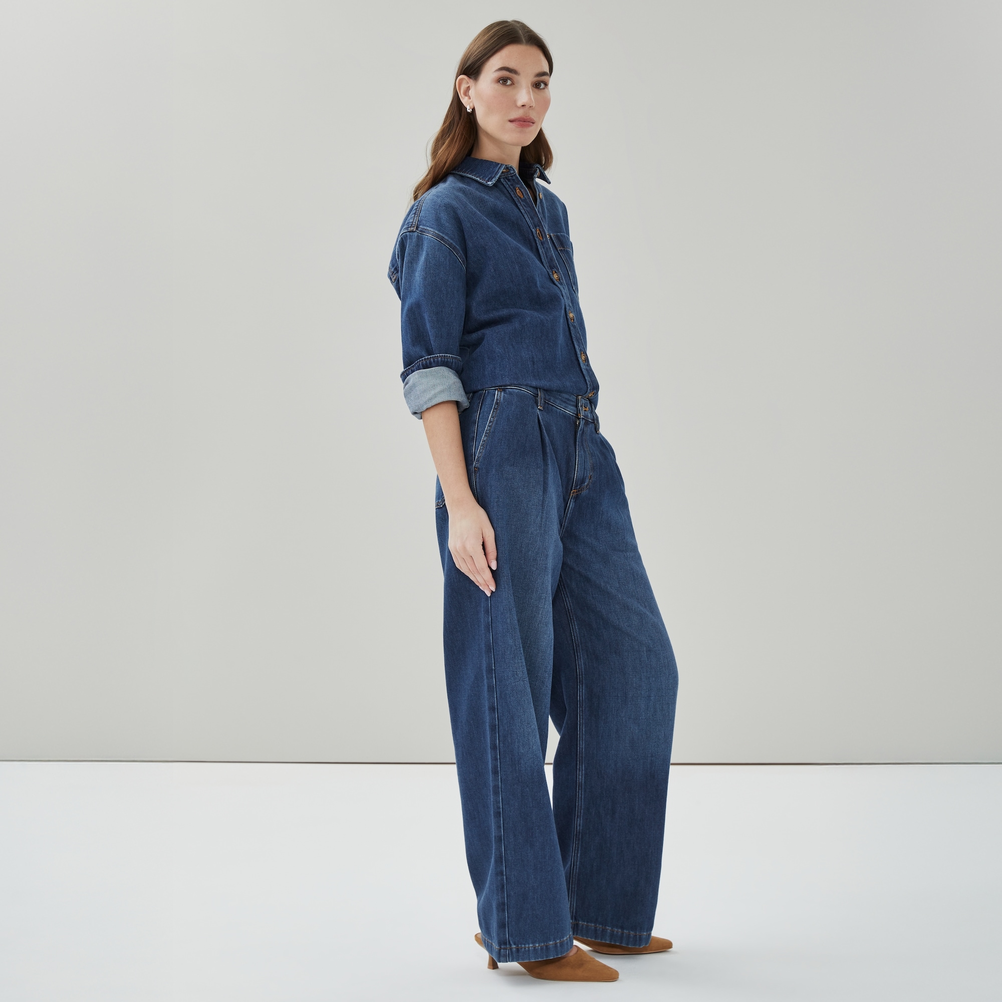 Dark Wash Wide Leg Jean in Dark Wash from Joe Fresh