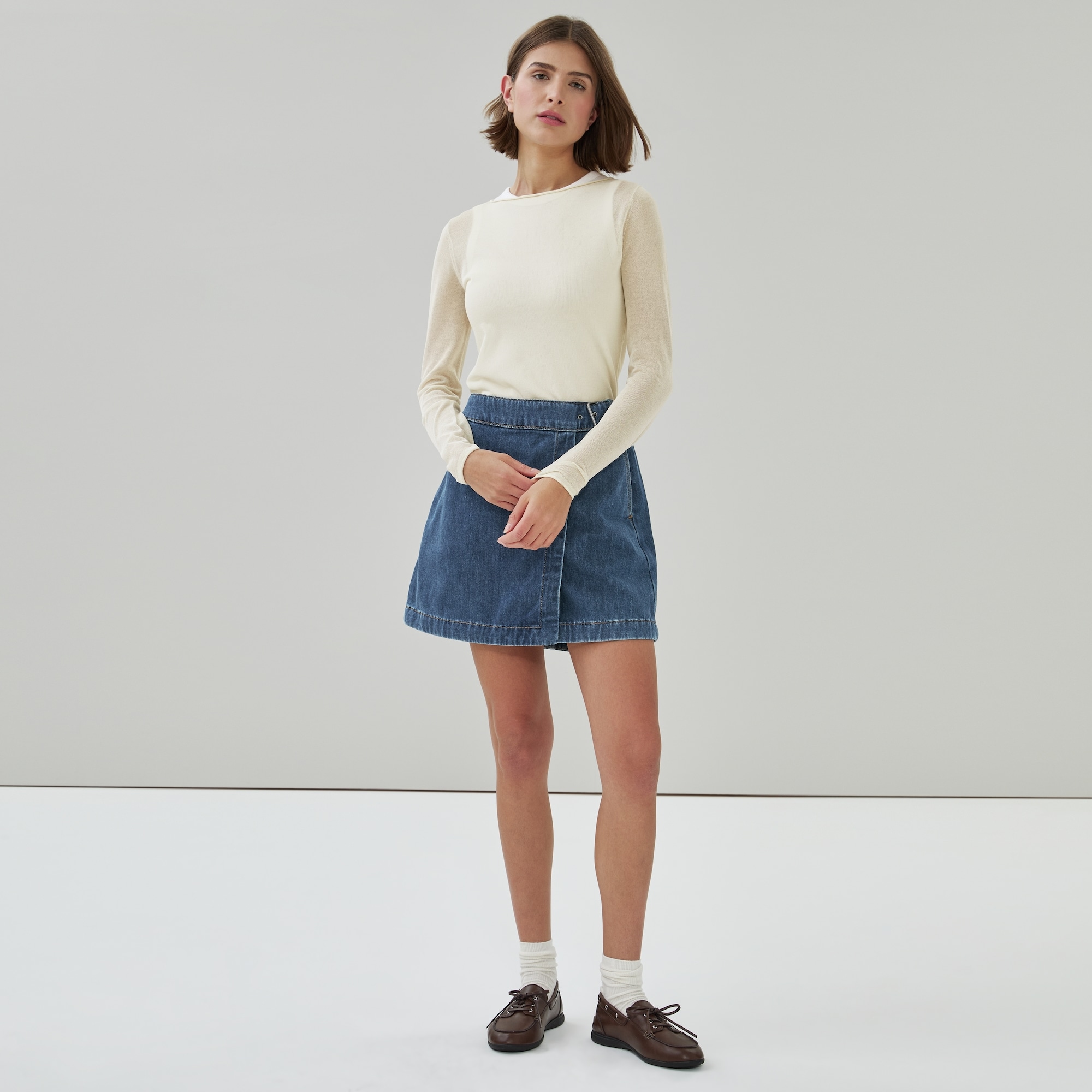 Sheer Long Sleeve Top in Off White from Joe Fresh