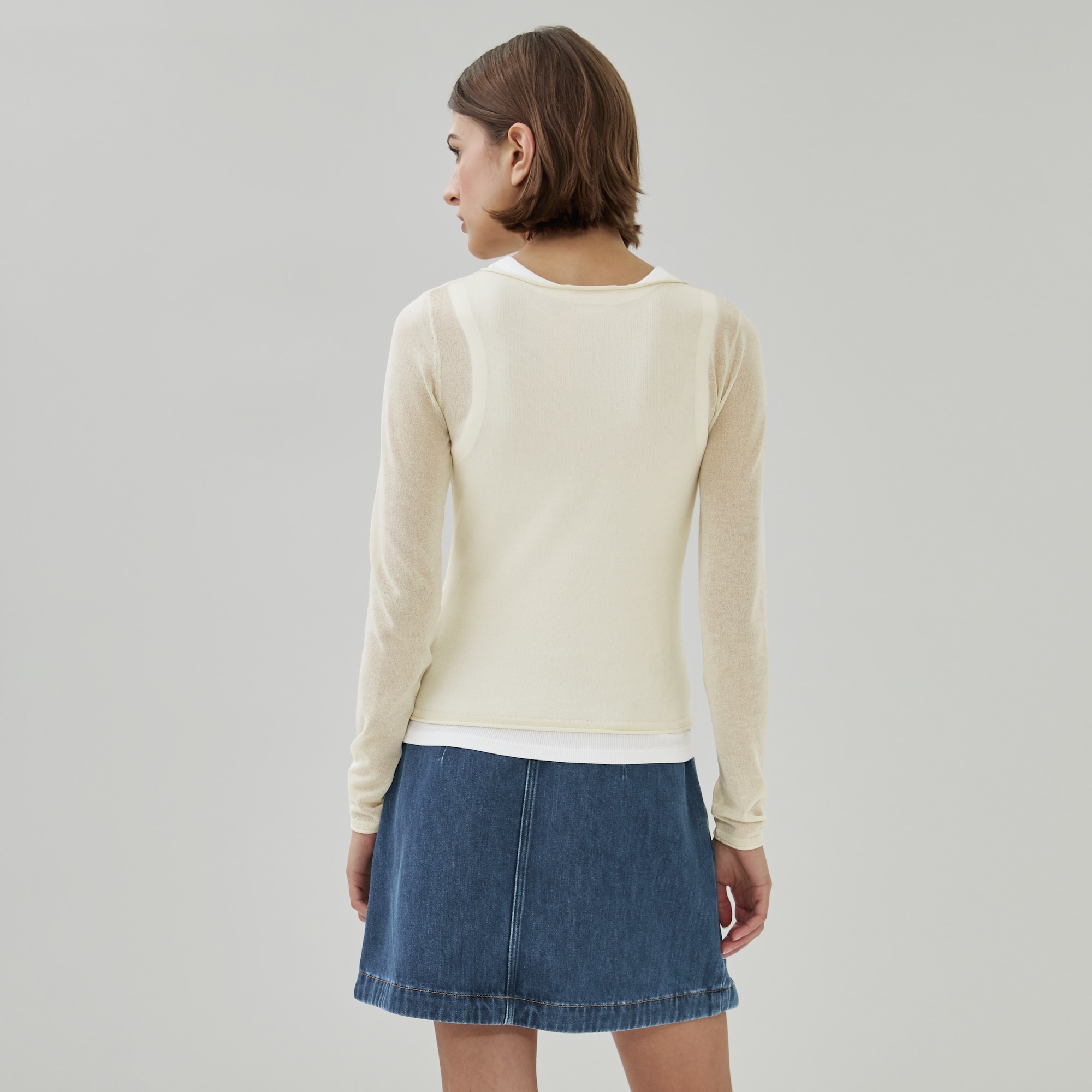 Sheer Long Sleeve Top in Off White from Joe Fresh
