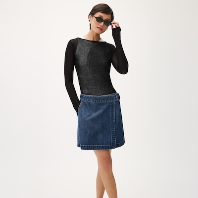 Sheer Long Sleeve Top - JF Black