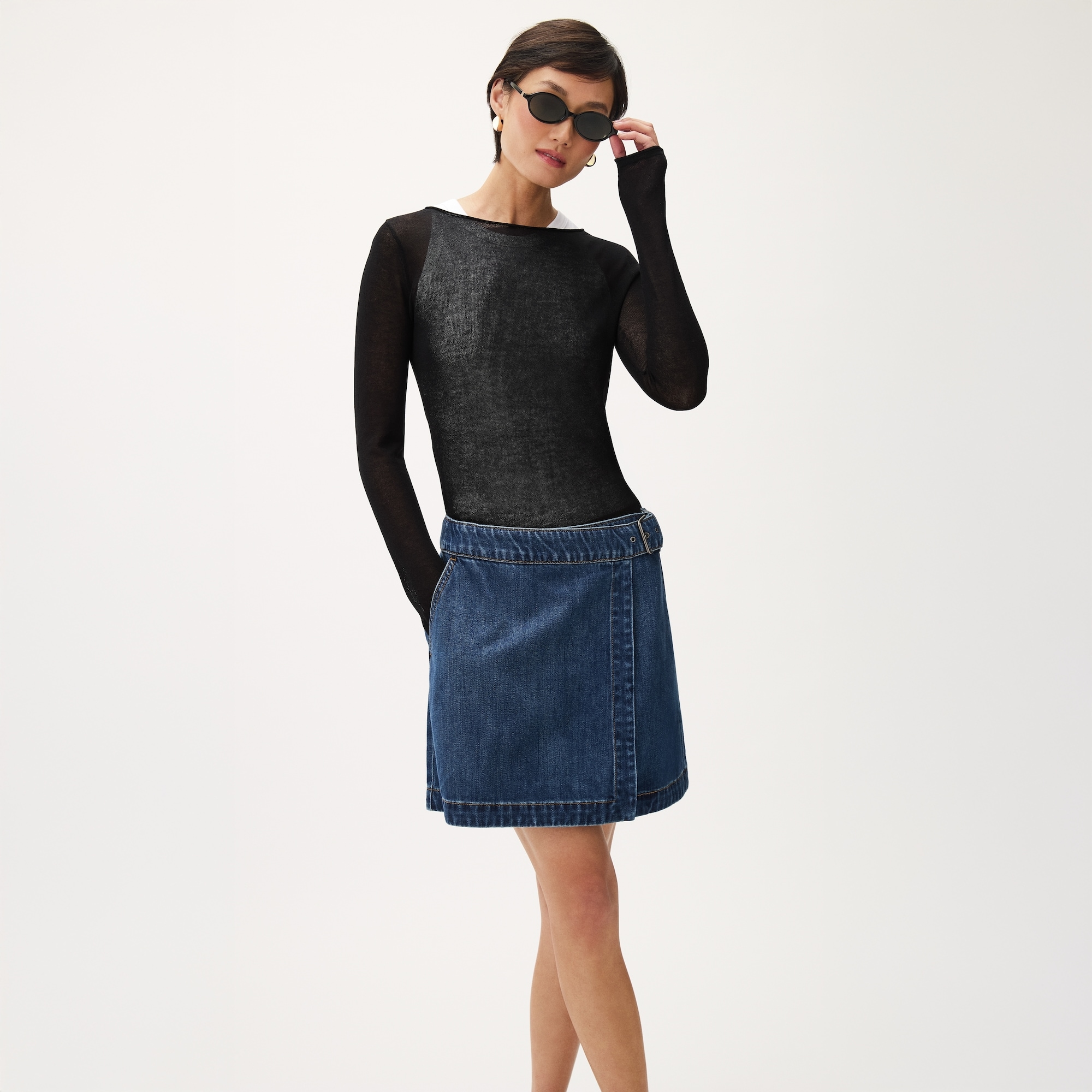 Sheer Long Sleeve Top in JF Black from Joe Fresh