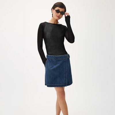 Sheer Long Sleeve Top - JF Black