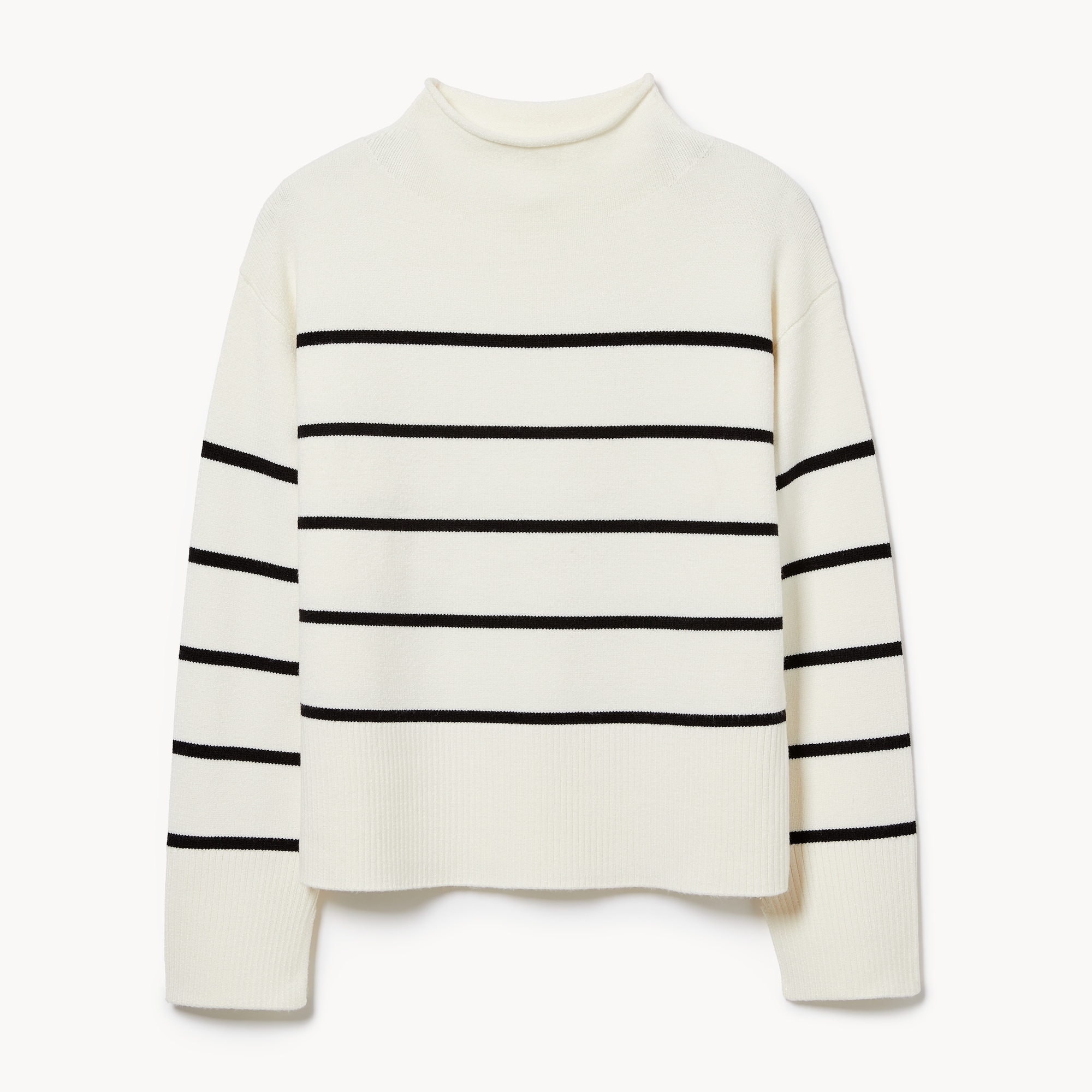 Striped Funnel Neck Sweater in Off White from Joe Fresh