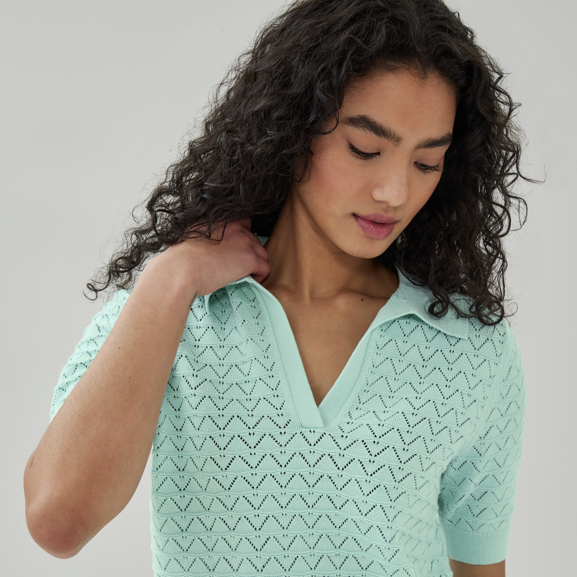 Novelty Polo in Aqua from Joe Fresh