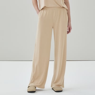 Pantalon usé à jambe large - Sable