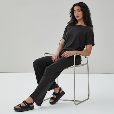 Sand Wash Wide Leg Pant - JF Black