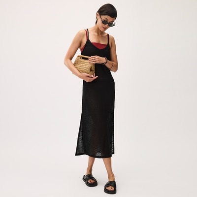Robe maxi cache-maillot crochetée - Noir