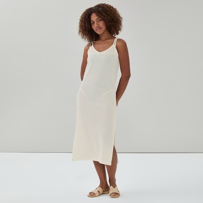 Robe maxi cache-maillot crochetée - Blanc Cassé