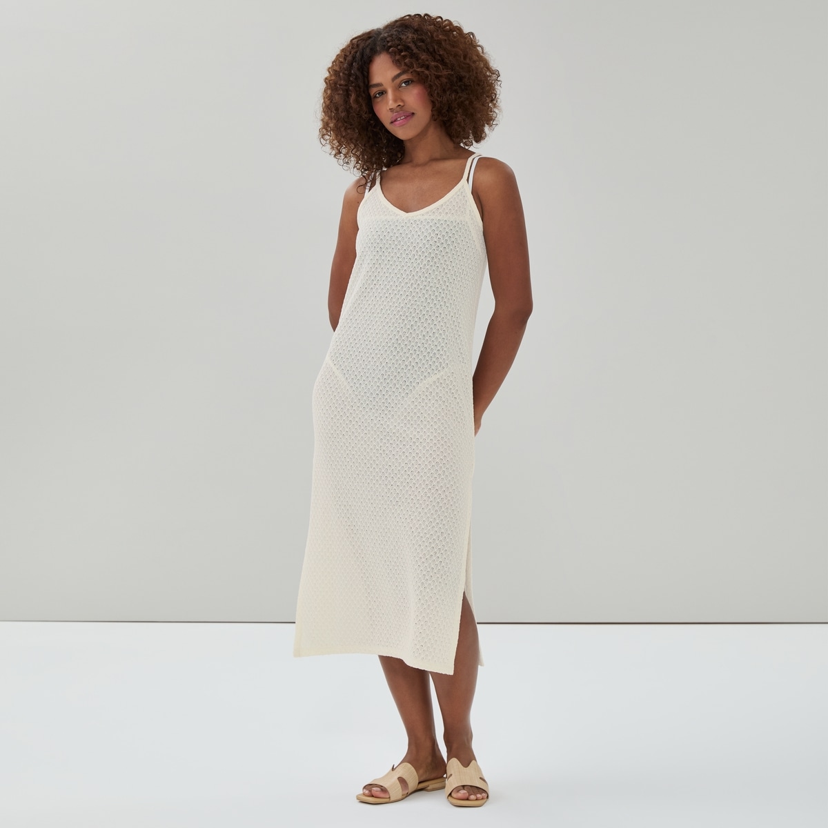 Robe maxi cache-maillot crochete - Blanc Cass