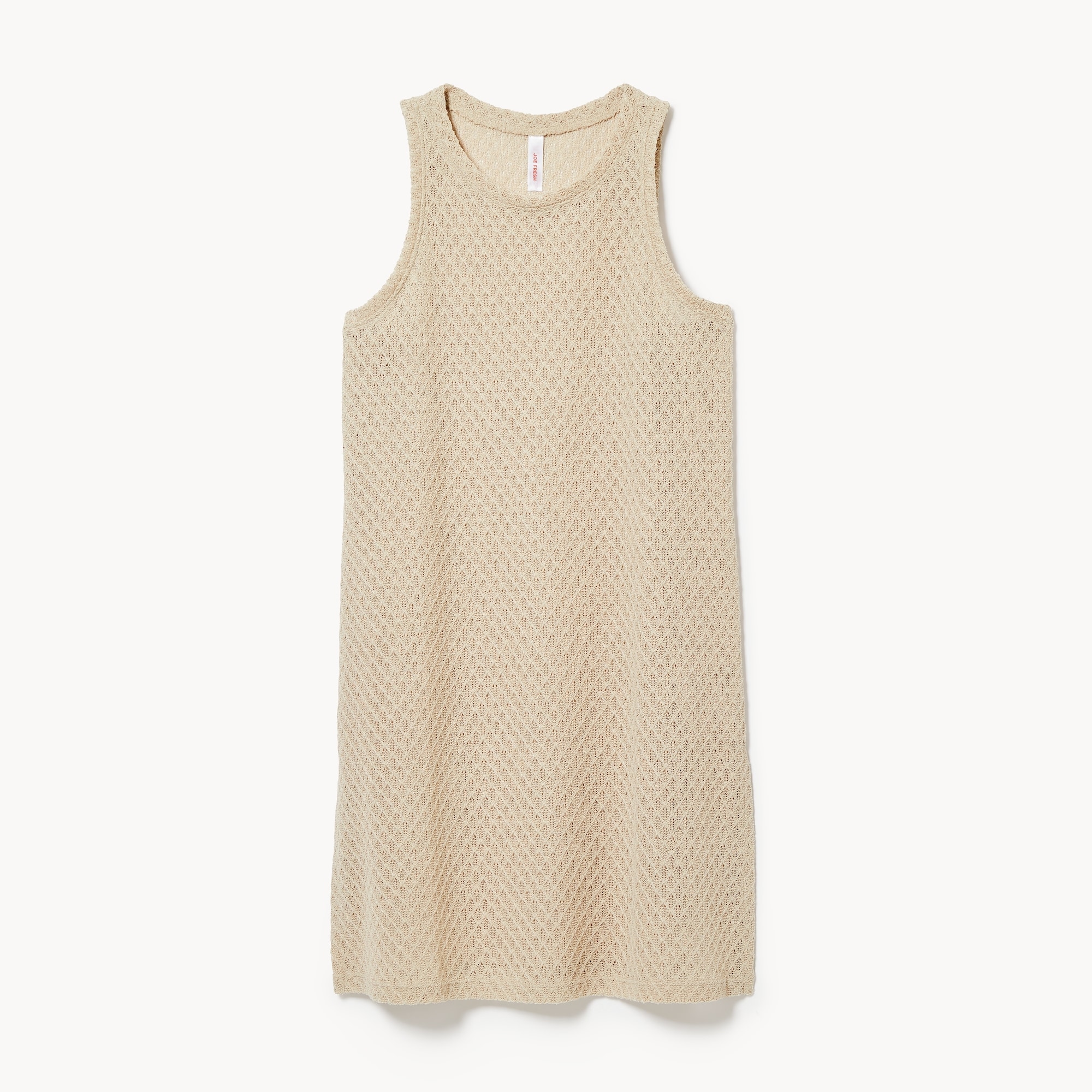 joe fresh crochet dress JOE FRESH Cream White Sheath Dress Cotton Crocheted Front Layer SIZE 6 NWT