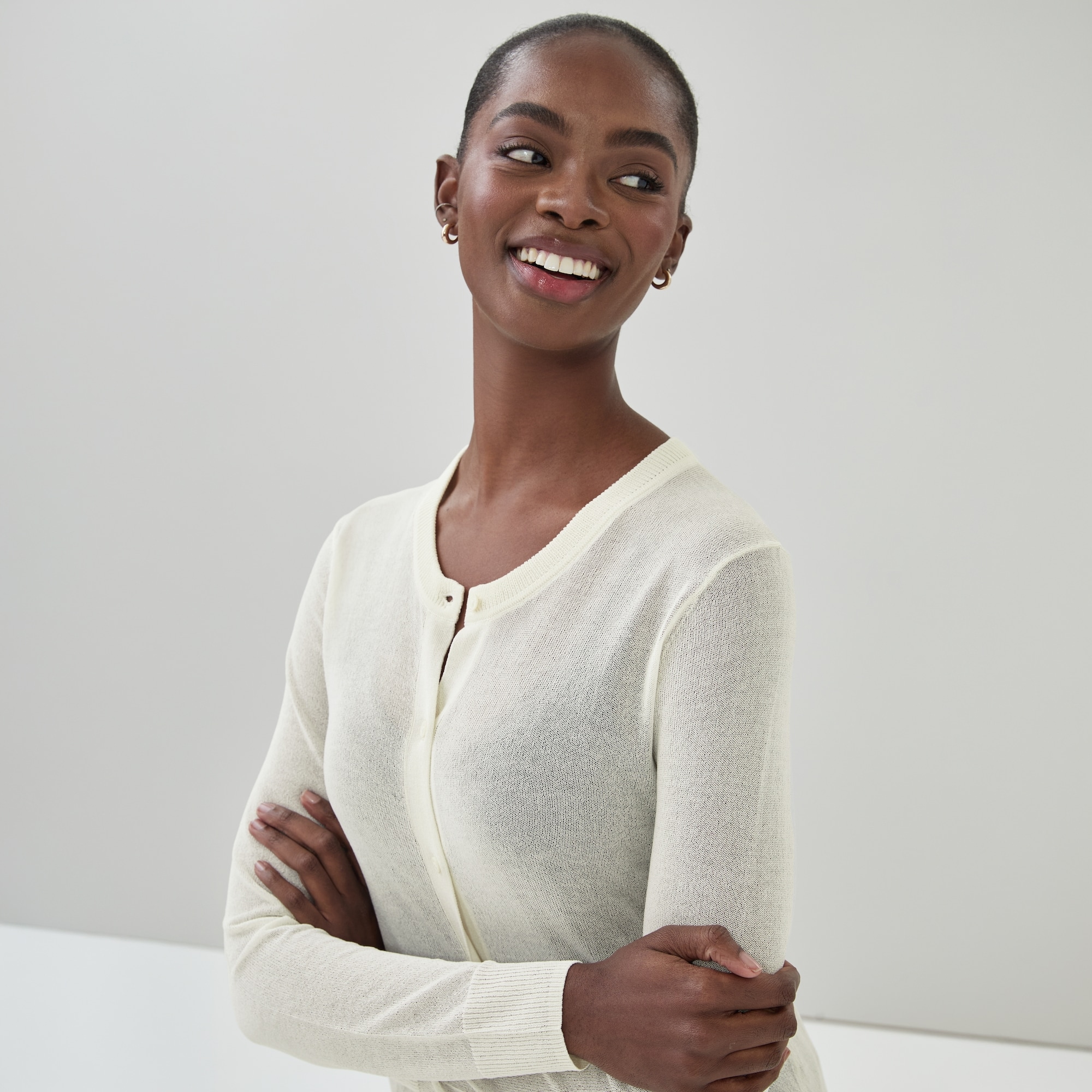 c*3様 DICH HENDERSON sheer cardigan Sheer Cardigan in Off White from Joe Fresh