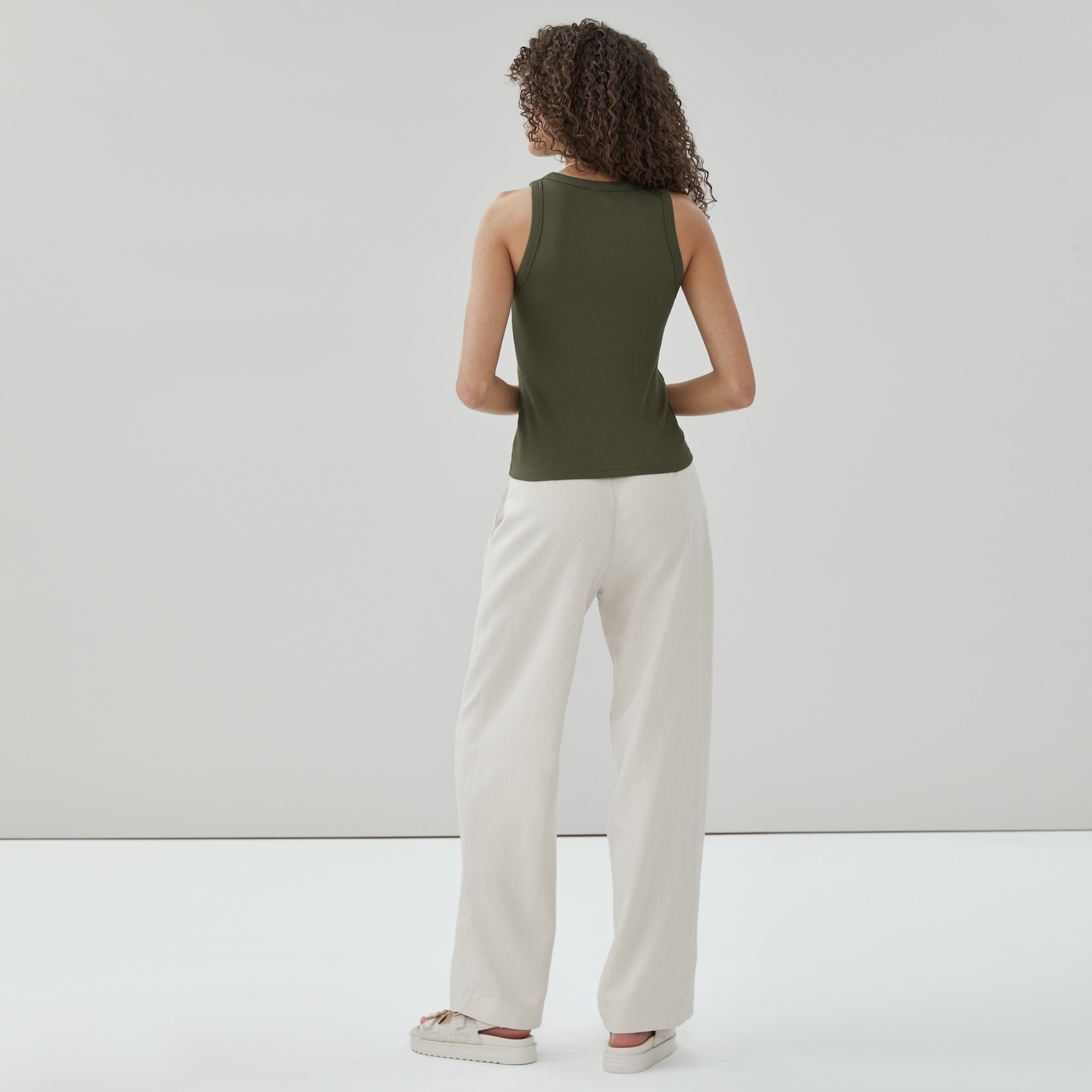 Ribbed Tank Top in Dark Olive from Joe Fresh