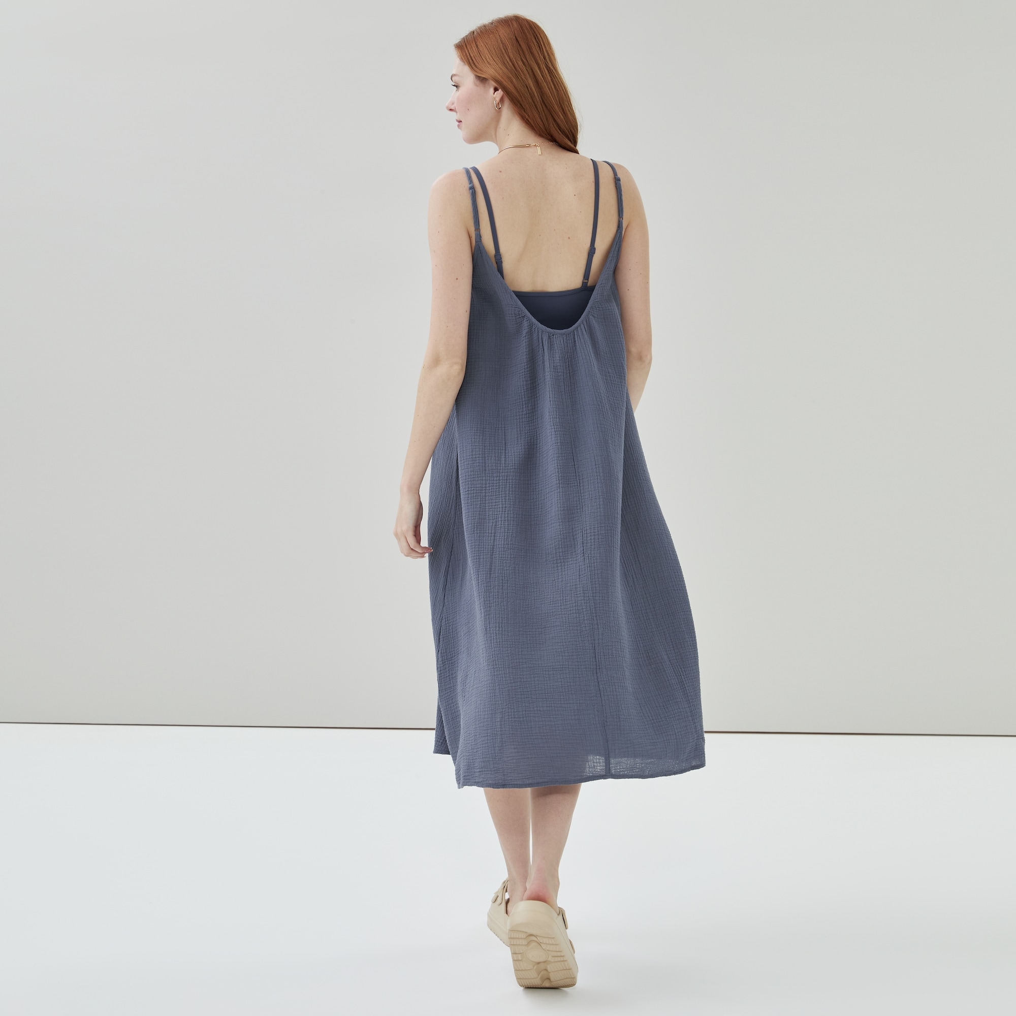 Crinkle Gauze Cover-Up Maxi Dress in Dark Blue from Joe Fresh