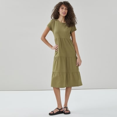 Short Sleeve Midi Dress - Olive