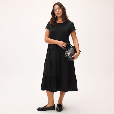 Short Sleeve Midi Dress - JF Black