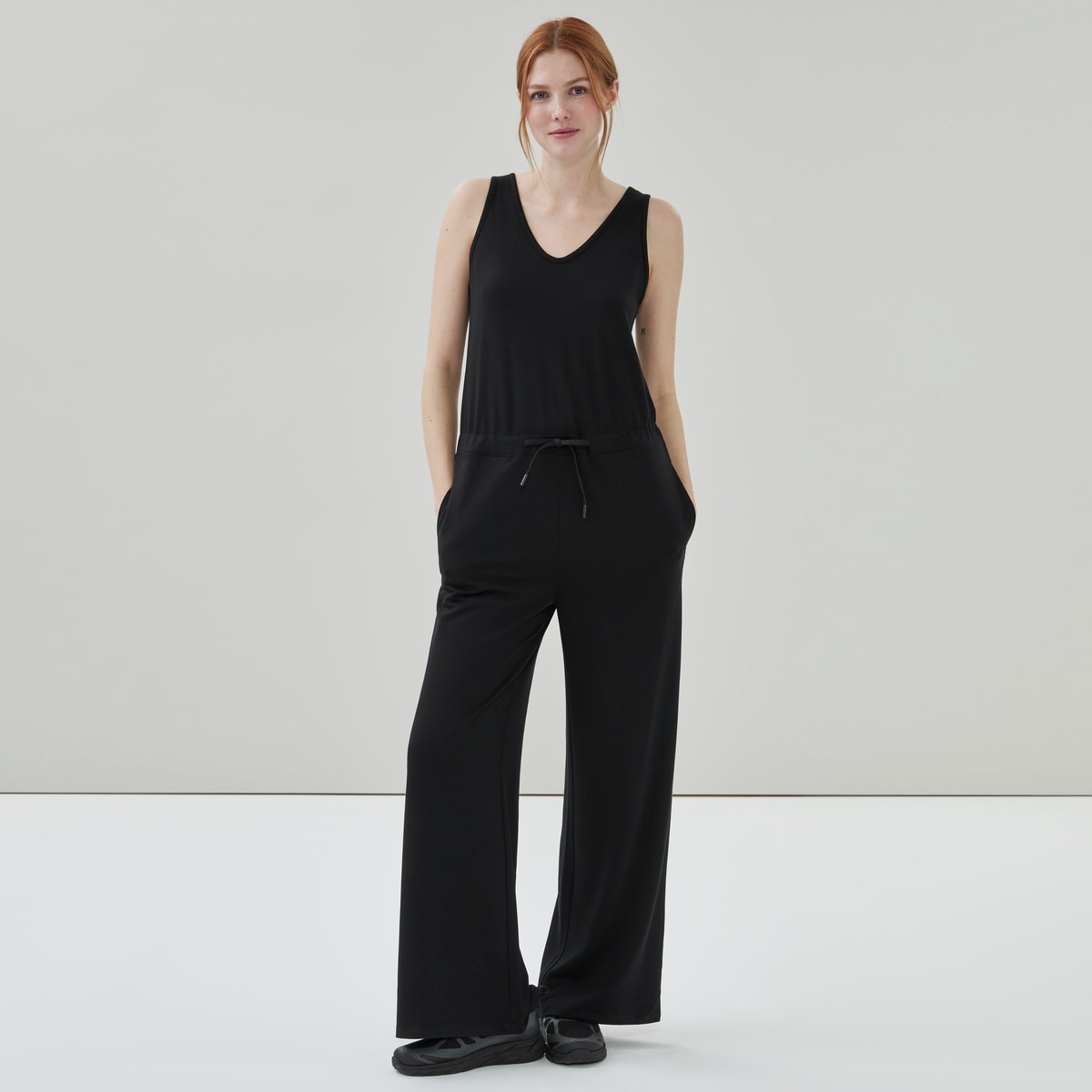 Micro French Terry Jumpsuit - Black