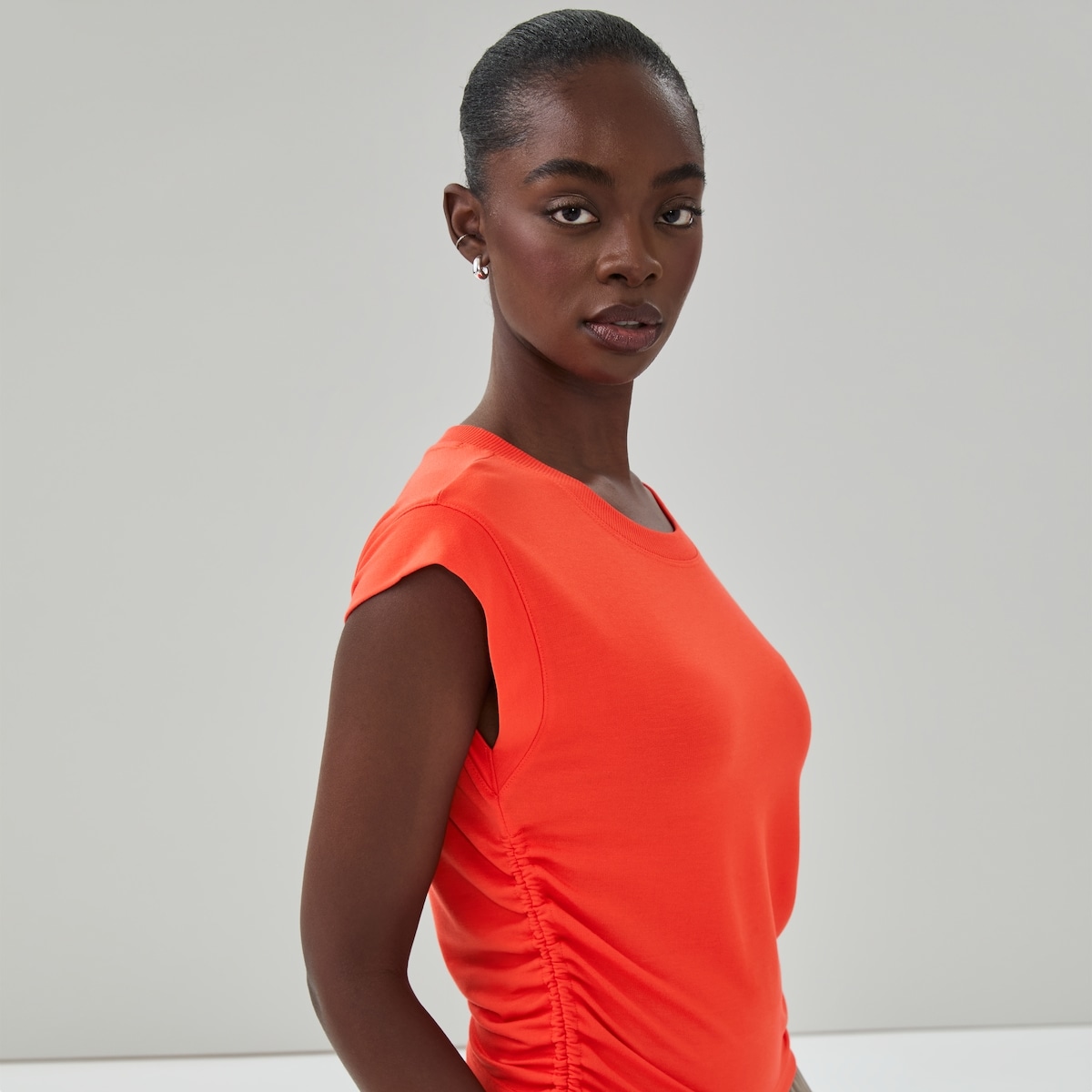 Micro French Terry Cropped T-Shirt - Bright Red