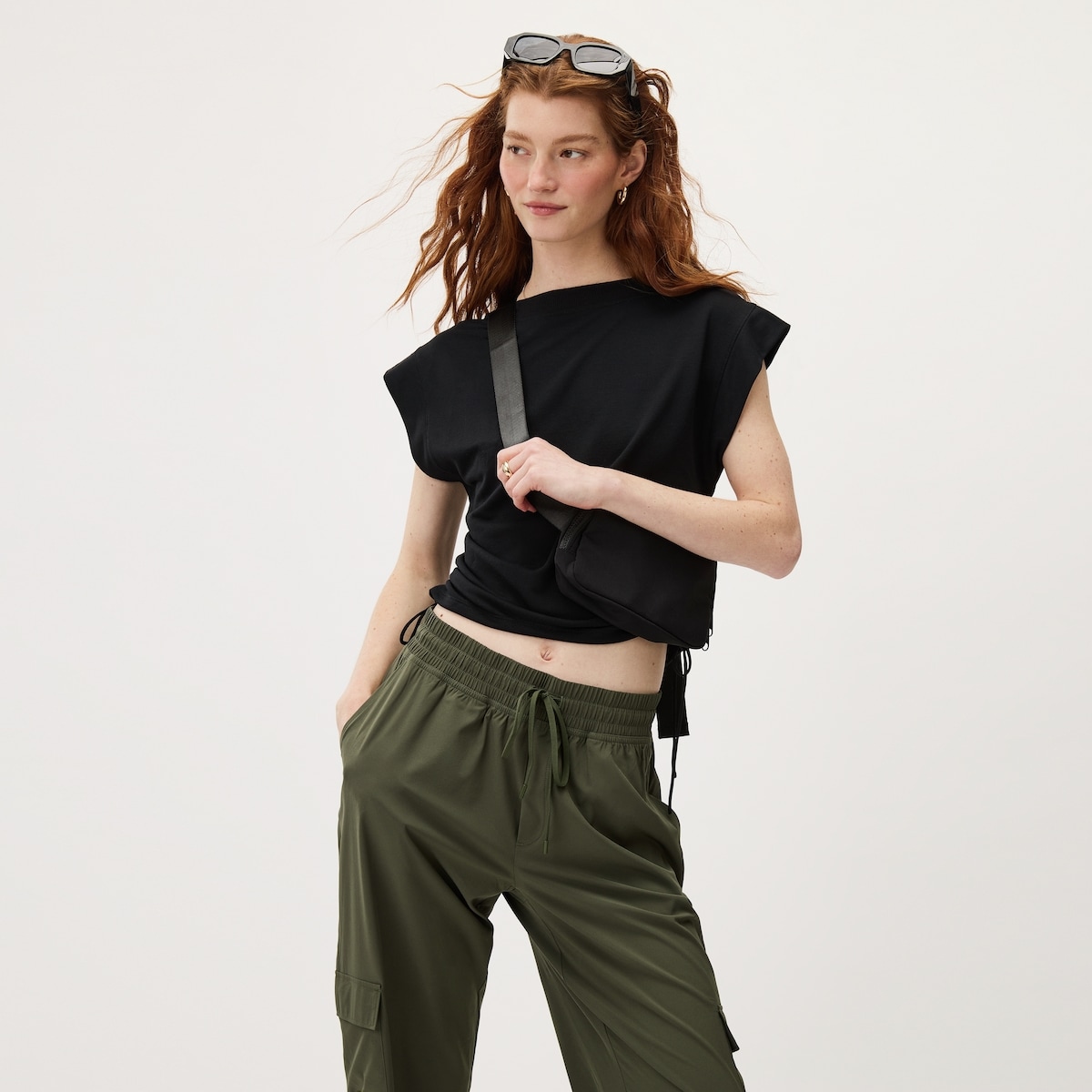 Micro French Terry Cropped T-Shirt - Black