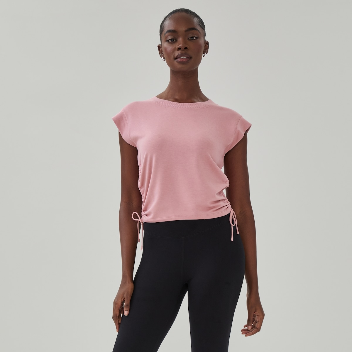 Micro French Terry Cropped T-Shirt - Dark Pink