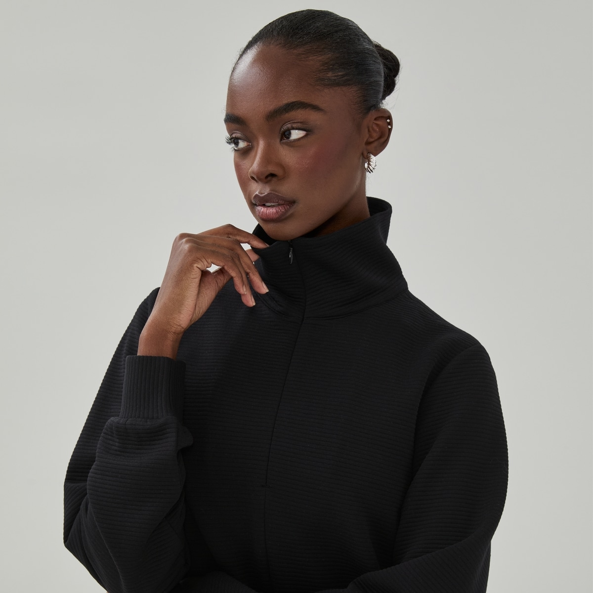 Chandail sport  fermeture clair un quart - Noir