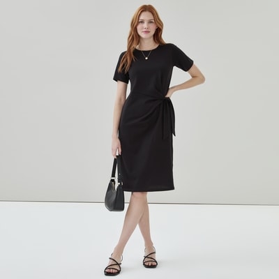 Robe midi avec attache - Noir JF