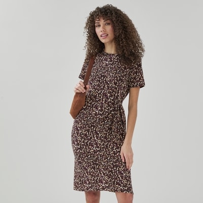 Robe midi imprimée avec attache - Noir